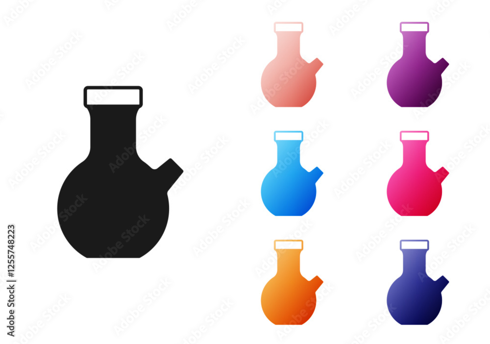 Black Test tube and flask chemical laboratory test icon isolated on white background. Laboratory glassware sign. Set icons colorful. Vector Black Test tube and flask chemical laboratory test icon isolated on white background. Laboratory glassware sign. Set icons colorful. Vector