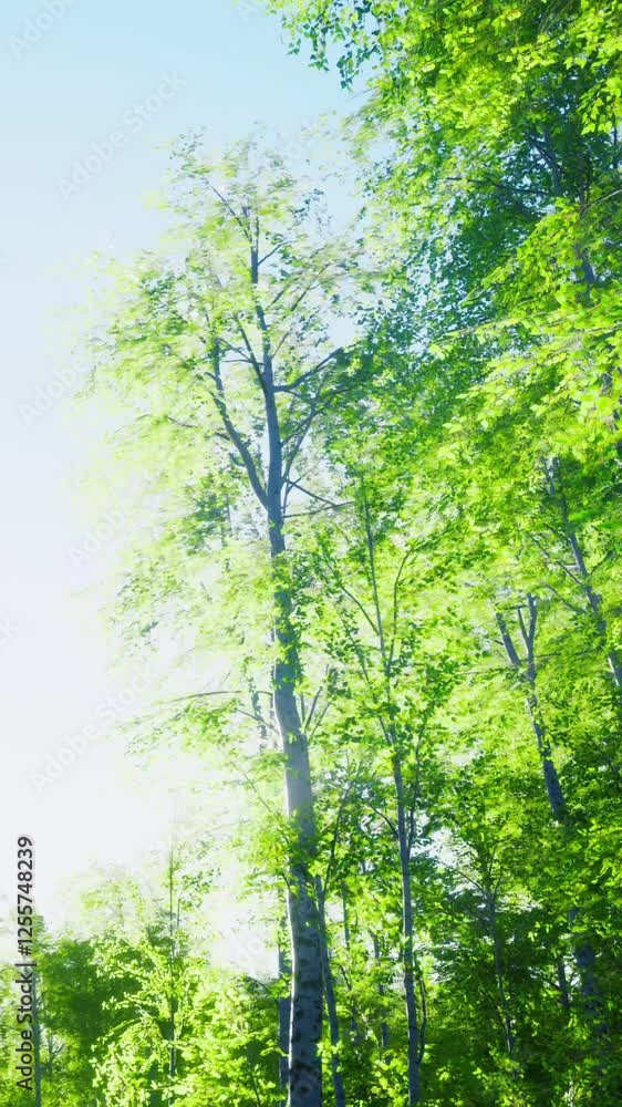 Birch trees in bright sunshine in late summer Birch trees in bright sunshine in late summer