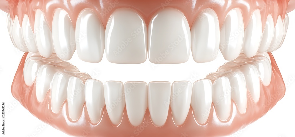 Obraz premium Perfect Smile: Close-up of healthy, gleaming white teeth in a perfect smile. A captivating image for dental care, oral hygiene, and beauty-focused content. 