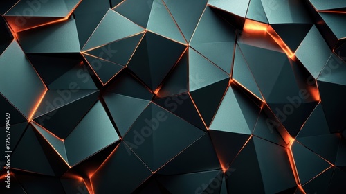 Abstract Dark Teal and Orange Geometric Low Poly Background Wallpaper