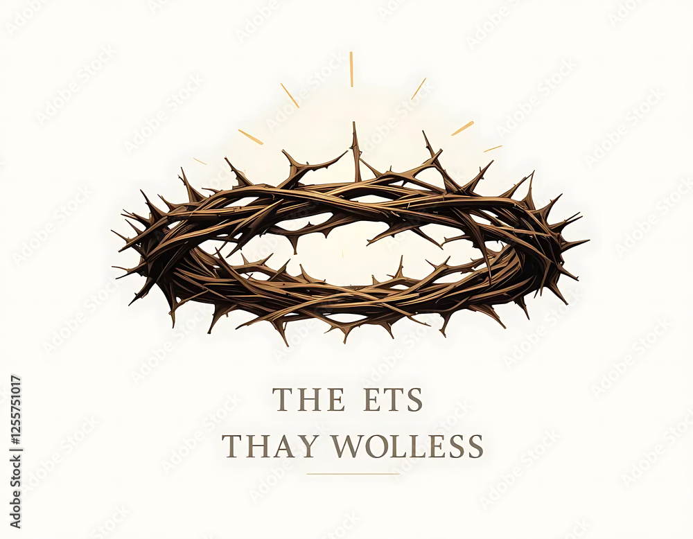 Fototapeta premium Crown of Thorns Artistic Illustration on Plain Background with Subtle Lighting