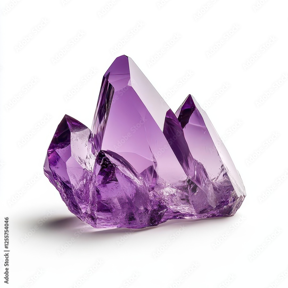 Close-up of a purple amethyst crystal cluster. Close-up of a purple amethyst crystal cluster.
