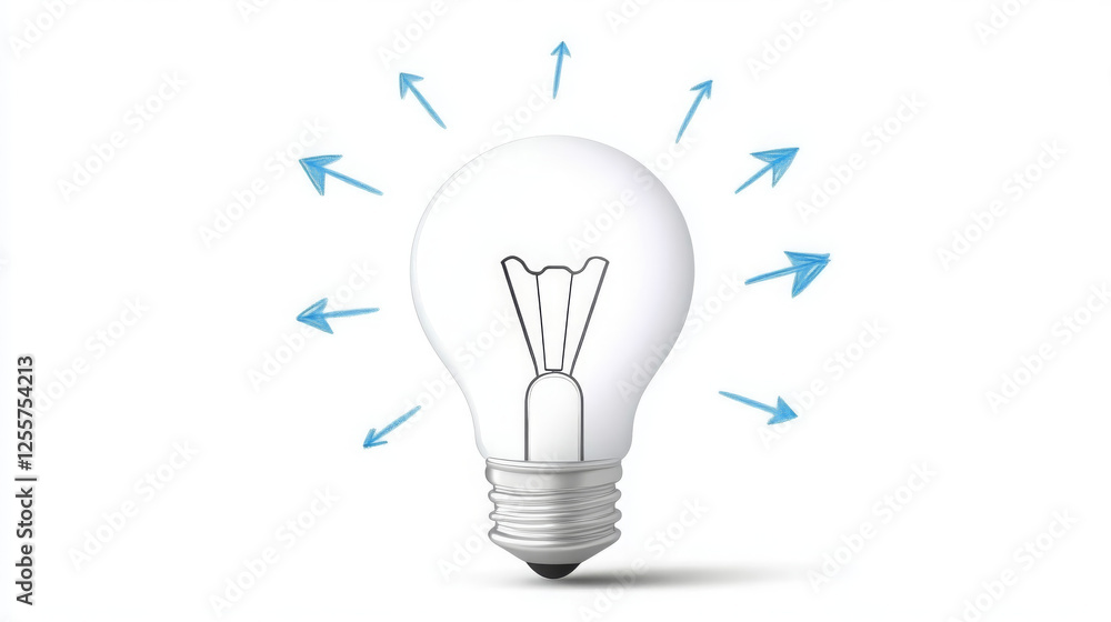 simple hand drawn light bulb with gentle curves and arrows radiating outward, symbolizing ideas and creativity. This illustration captures essence of inspiration and innovation simple hand drawn light bulb with gentle curves and arrows radiating outward, symbolizing ideas and creativity. This illustration captures essence of inspiration and innovation