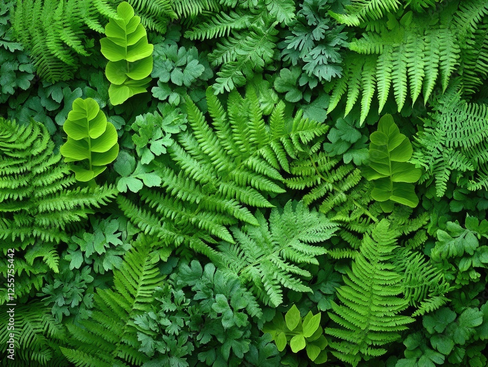 Obraz premium Close-Up of Lush Green Fern Leaves, Organic and Natural Background with Soft Textures and Intricate Details, High-Resolution Macro Photography.