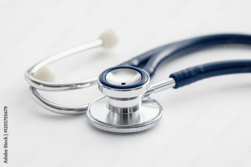 A close-up view of a stethoscope lying on a white surface, perfect for medical or healthcare-related contexts A close-up view of a stethoscope lying on a white surface, perfect for medical or healthcare-related contexts