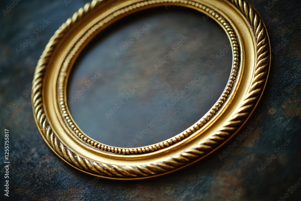 Fototapeta premium A decorative gold picture frame sits atop a table, ready for display