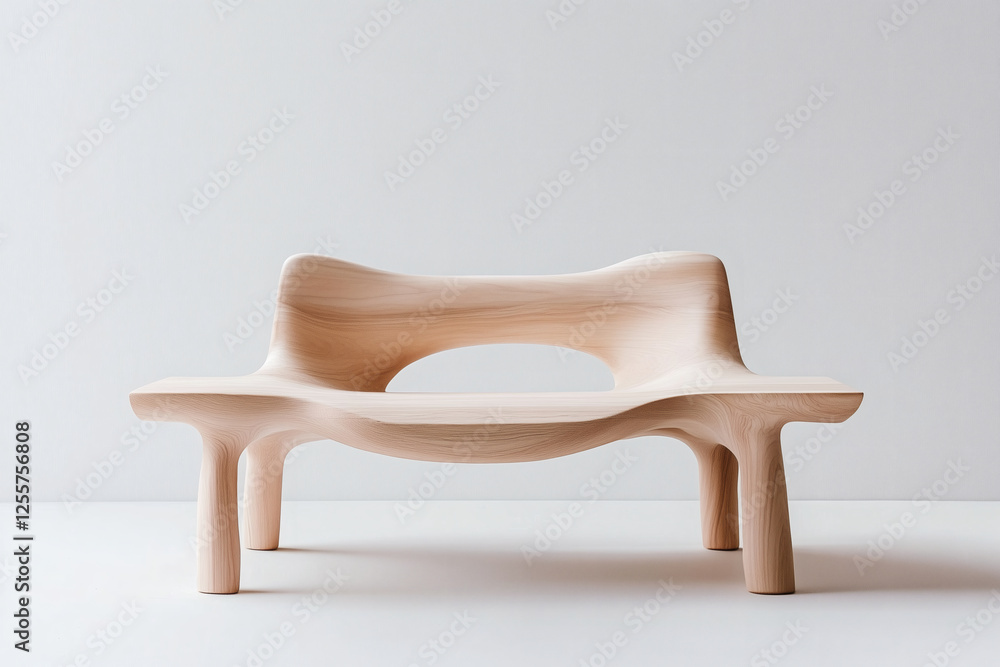 Sculptural wooden lounge chair art piece. Sculptural wooden lounge chair art piece.