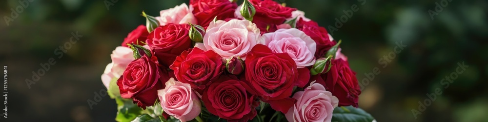 A beautiful arrangement of red and pink roses in a vase, perfect for any occasion or decoration A beautiful arrangement of red and pink roses in a vase, perfect for any occasion or decoration