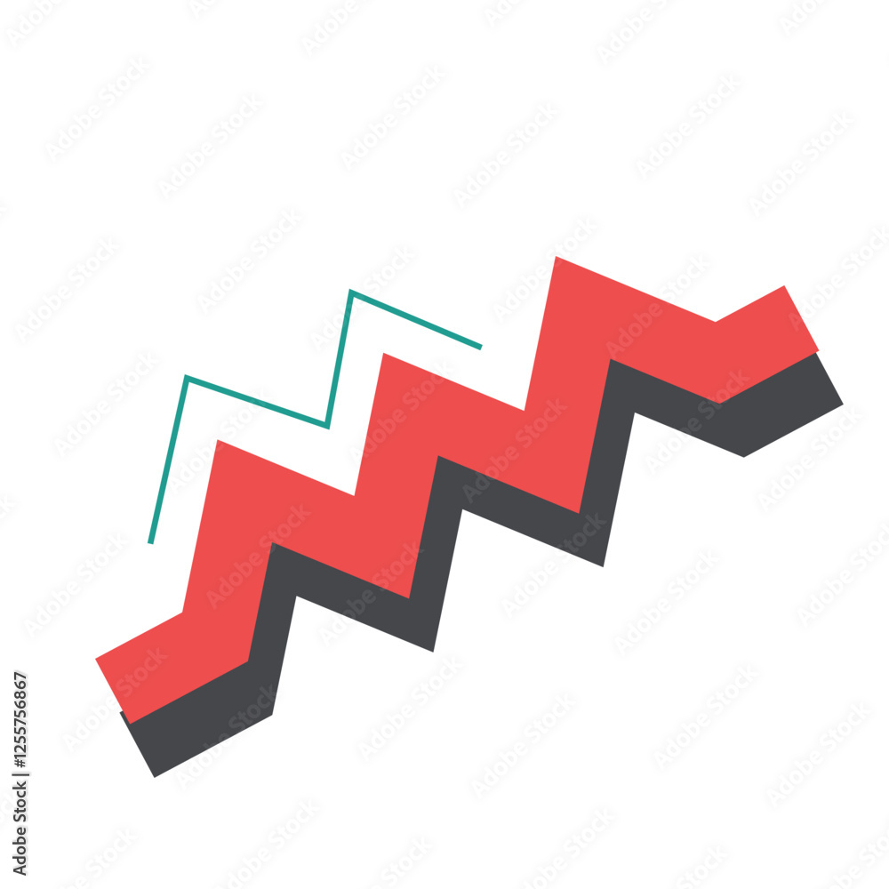 Minimalist Zig-Zag Wave Design in Red and Black Minimalist Zig-Zag Wave Design in Red and Black