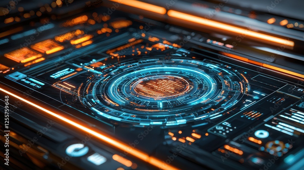 Fototapeta premium Glowing Digital Circuit Board Interface