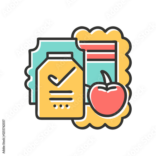 Food Labeling Icon with Nutrition and Packaging Symbols