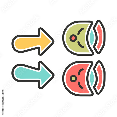 Raw and cooked food separation safety icon