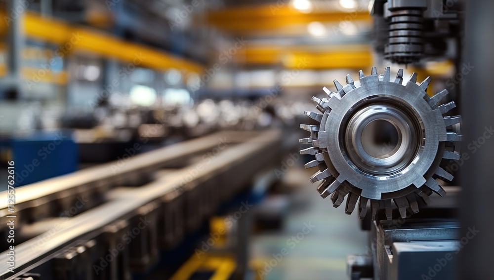 Precise Gear Manufacturing: Industrial Machine Processes Metal Components Efficiently in Factory Setting Precise Gear Manufacturing: Industrial Machine Processes Metal Components Efficiently in Factory Setting