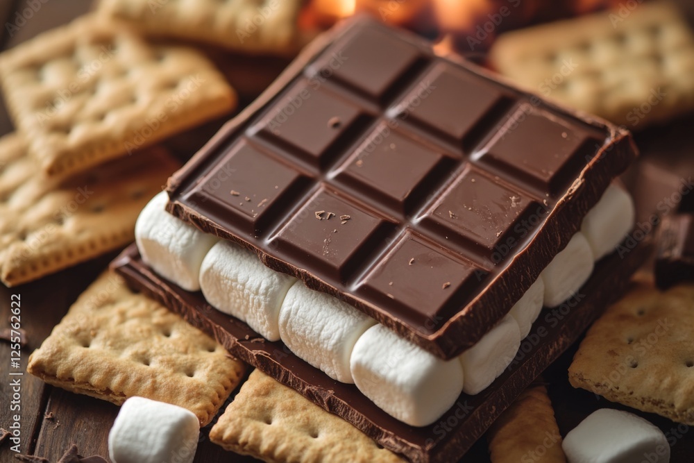 Top view of delicious chocolate bars with waffles and biscuits Top view of delicious chocolate bars with waffles and biscuits