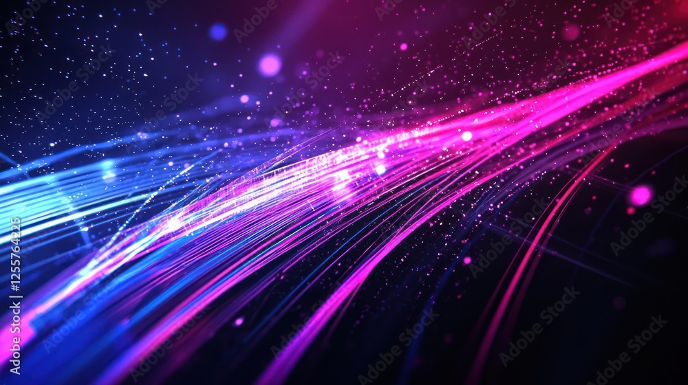 Obraz premium Abstract Futuristic Digital Background With Glowing Lines And Particles