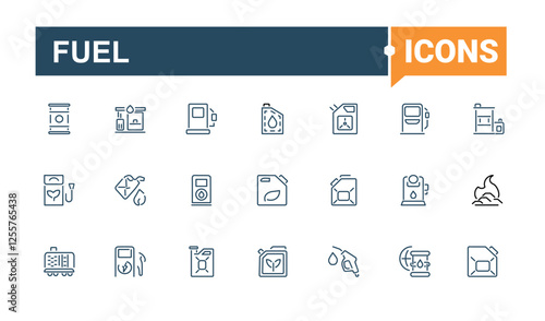 Fuel lined icons set. Icons tank, auto, eco, price, environment, energy, transport and more. Collection for mobile and web apps. Vector icons editable stroke.