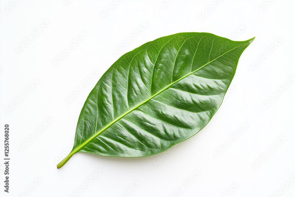 Fototapeta premium Selective focus green leaf for decoration isolated on white background.