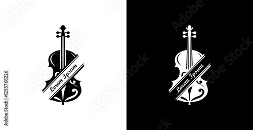 a logo design in the shape of a violin combined with writing