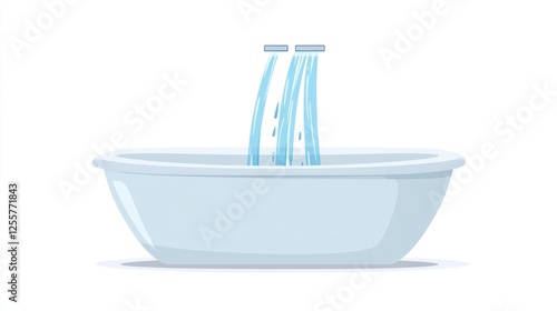 White bathtub filling with water photo