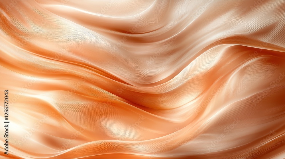 This stunning image features soft flowing silk waves in elegant peach and cream tones, invoking a sense of calm and serenity through its smooth texture and gentle movement. This stunning image features soft flowing silk waves in elegant peach and cream tones, invoking a sense of calm and serenity through its smooth texture and gentle movement.