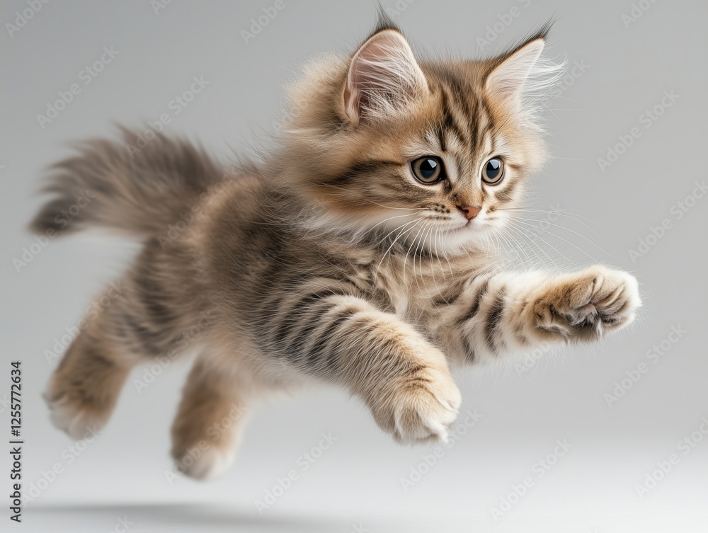 Playful kitten leaping in mid-air captured in high definition for whimsical animal decor and inspiration Playful kitten leaping in mid-air captured in high definition for whimsical animal decor and inspiration