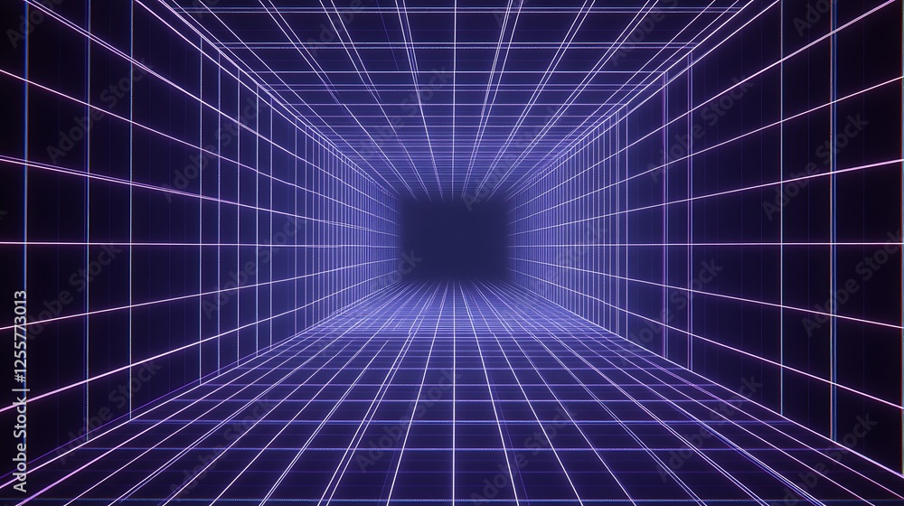 Purple grid tunnel, digital art, background Purple grid tunnel, digital art, background
