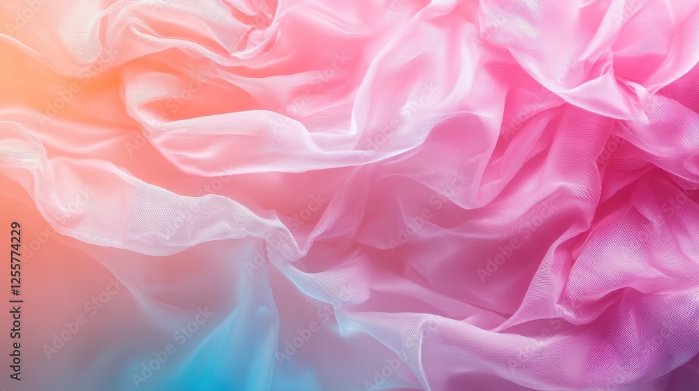 Detailed close-up of soft pink and blue silk fabric textures intertwined, conveying elegance and style while evoking emotions of warmth, comfort, and creativity. Detailed close-up of soft pink and blue silk fabric textures intertwined, conveying elegance and style while evoking emotions of warmth, comfort, and creativity.