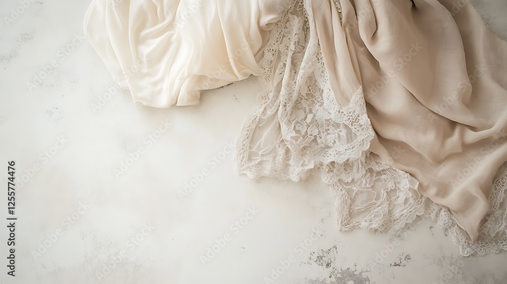 Obraz premium Elegant Draped Fabrics With Delicate Lace Detailing