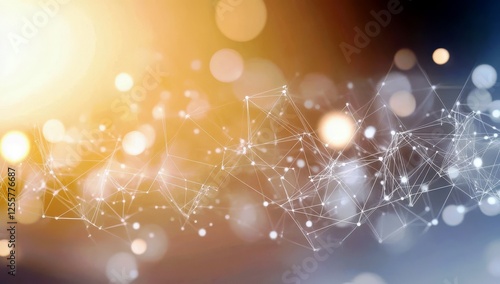 Abstract technology background with glowing circles and connected lines, representing digital communication and innovation in a modern setting