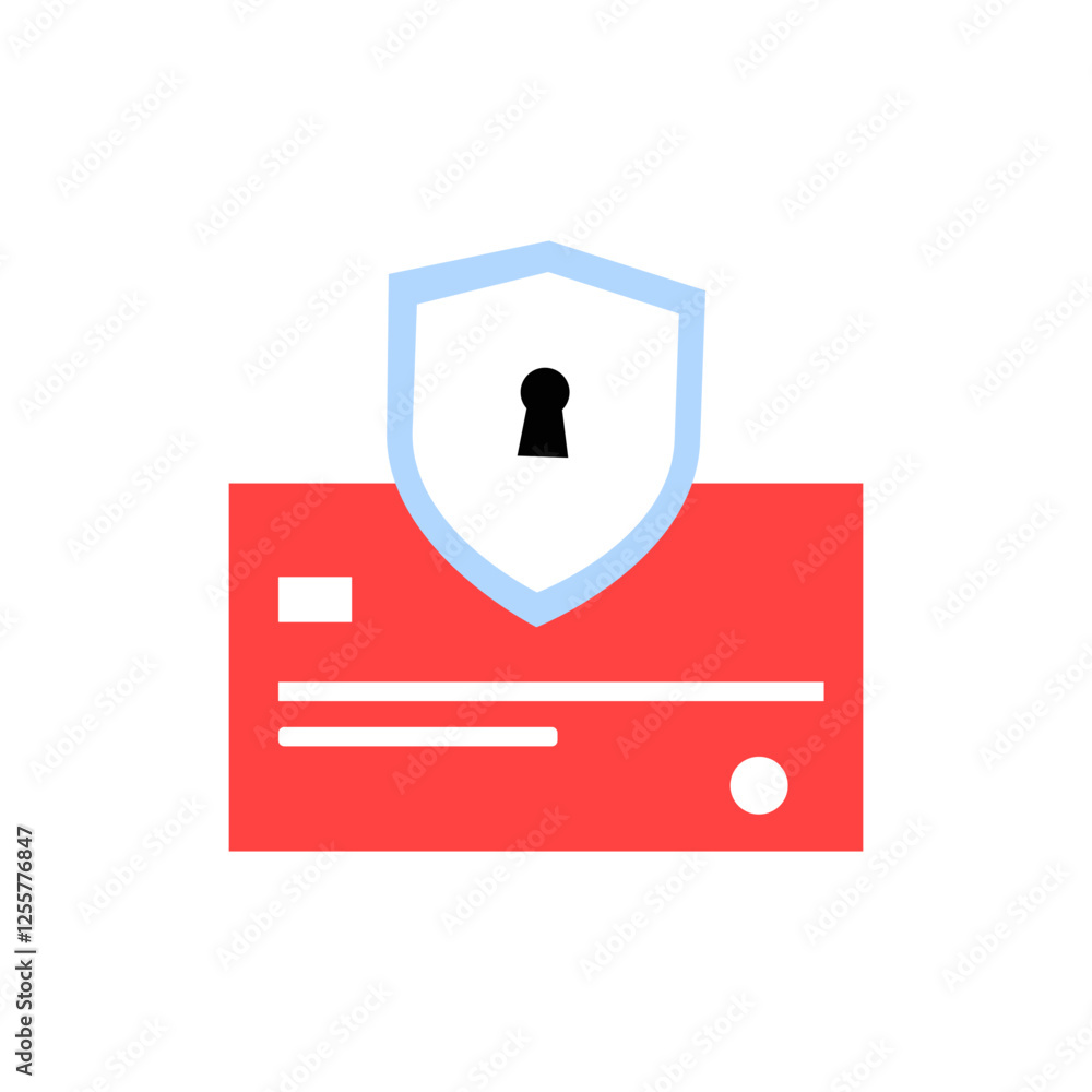 Credit Card With Security Shield In Flat Vector Illustration Symbolizing Online Payment Protection, Fraud Prevention, And Secure Transactions, Isolated On White Background Credit Card With Security Shield In Flat Vector Illustration Symbolizing Online Payment Protection, Fraud Prevention, And Secure Transactions, Isolated On White Background