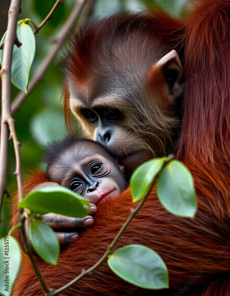 Obraz premium monkey with her baby