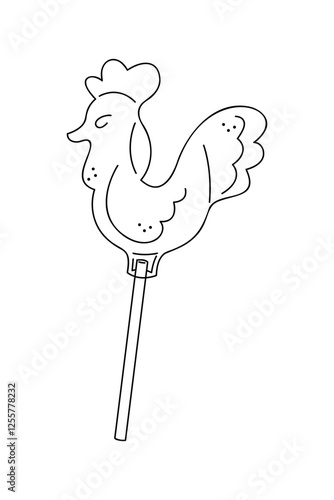 Lollipop in the shape of a cockerel. Hand drawn clip art for your project.