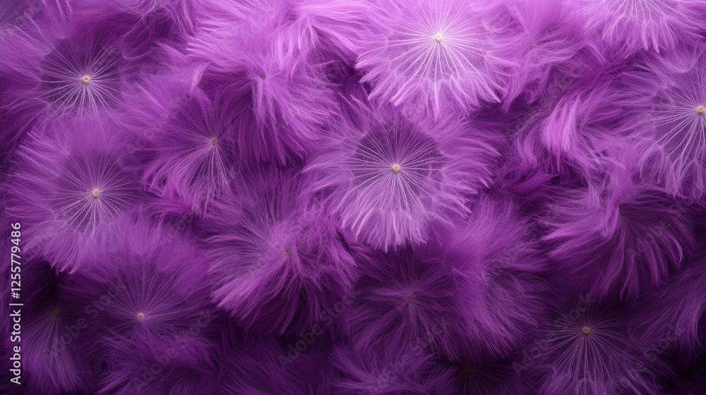 A mesmerizing close-up of vivid purple dandelion fluffs forming a dreamy landscape, illustrating the beauty of nature and the enchanting quality of whimsical moments. A mesmerizing close-up of vivid purple dandelion fluffs forming a dreamy landscape, illustrating the beauty of nature and the enchanting quality of whimsical moments.