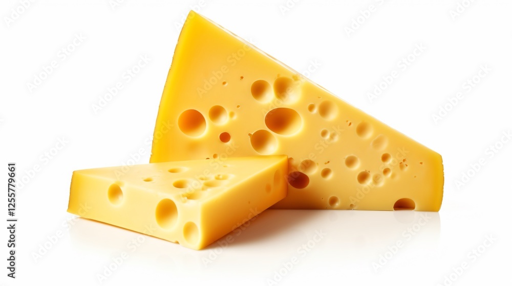 Savory Cheese Slice on White Background Savory Cheese Slice on White Background