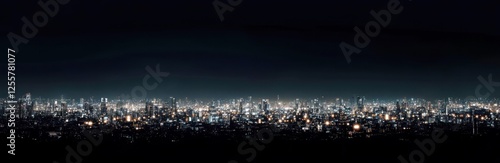 Wallpaper Mural Panoramic View of City Skyline Illuminated at Night with Bright Lights and Dark Sky in the Background, Capturing Urban Life in Vibrant Atmosphere Torontodigital.ca