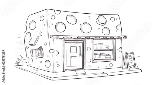 Cartoon cheese shop exterior sketch photo