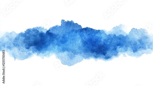 Blue watercolor splash on white background, perfect for backgrounds and design elements.