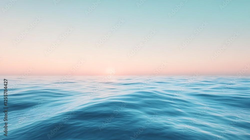 Serene Ocean Sunset Gentle Waves Peaceful Sky Serene Ocean Sunset Gentle Waves Peaceful Sky