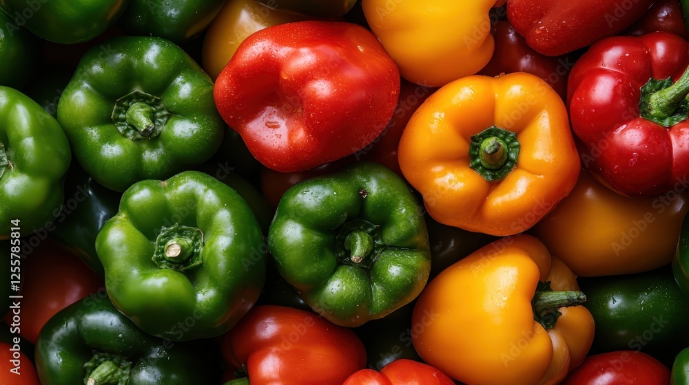 A captivating arrangement of assorted bell peppers showcasing an assortment of colors and textures, representing the bounty of nature and healthy eating choices. A captivating arrangement of assorted bell peppers showcasing an assortment of colors and textures, representing the bounty of nature and healthy eating choices.