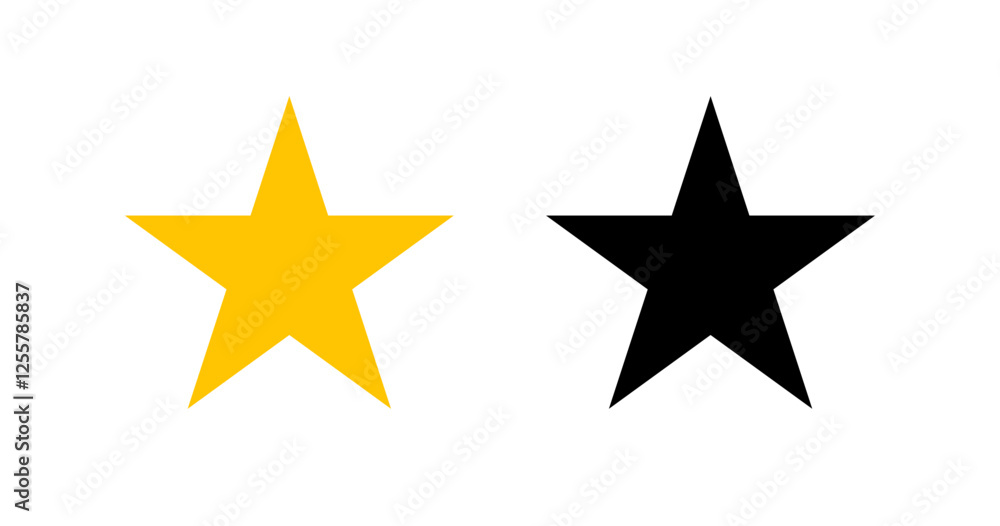 Star icon. Gold shape stars isolated on white background. Symbol success. Silhouette logo for design prints. Five pointed outline. Pattern element excellent. Starry collection. Vector illustration Star icon. Gold shape stars isolated on white background. Symbol success. Silhouette logo for design prints. Five pointed outline. Pattern element excellent. Starry collection. Vector illustration