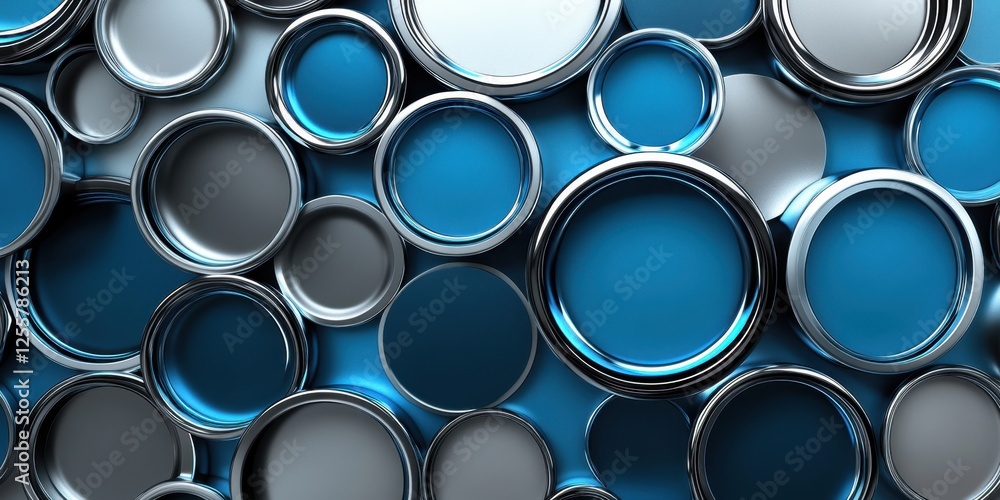 Abstract Metallic Circles Background Blue and Silver Rings Pattern Design Texture Abstract Metallic Circles Background Blue and Silver Rings Pattern Design Texture
