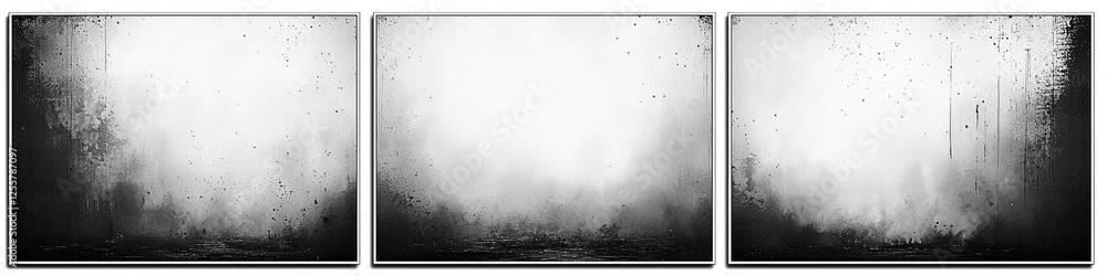 Obraz premium Abstract Triptych Black White Landscape Painting