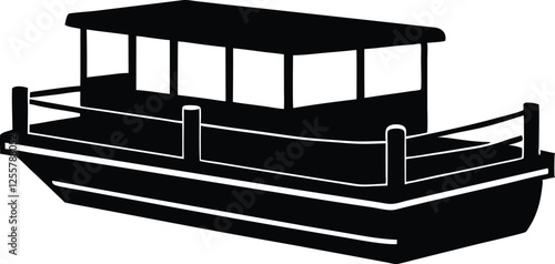 Pontoon Boat silhouette,Pontoon Boat  simple flat vector icon