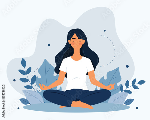 girl doing yoga illustration, international yoga day, yoga day background