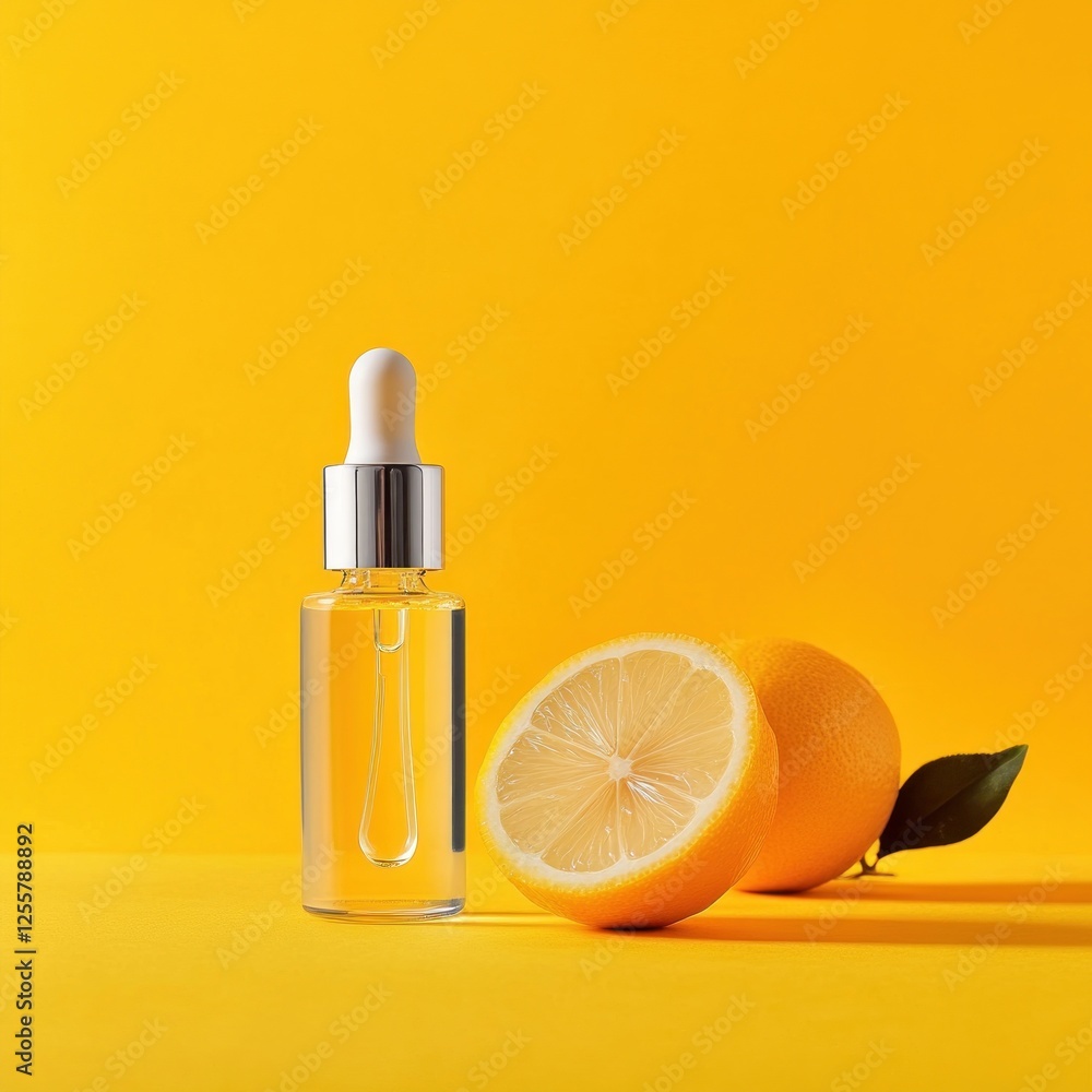Lemon essential oil bottle, yellow background (1) Lemon essential oil bottle, yellow background (1)