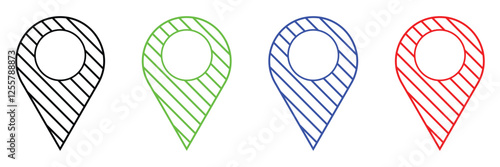 Geolocation GPS tag icons set, Location pin vector icon set. GPS pin line icon. Mark location, location pin icon, position symbol, vector set .Vector Illustration . 