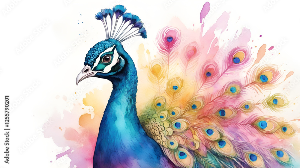 Fototapeta premium peacock feather on white background