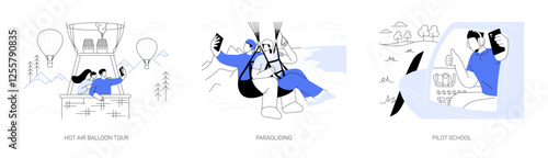 Adventure holiday activities isolated cartoon vector illustrations se