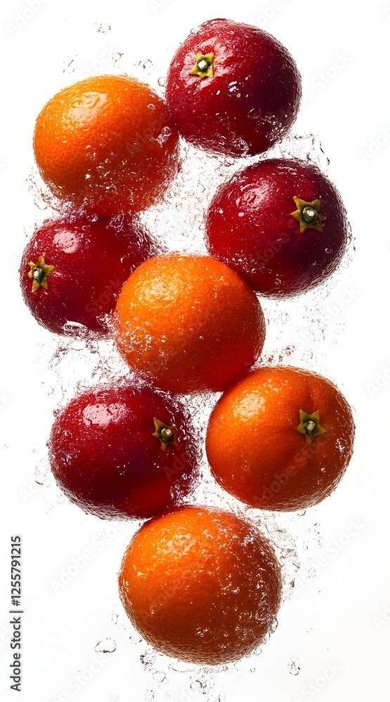 Fresh Oranges and Apples Bubbles Under Water Surface Fresh Oranges and Apples Bubbles Under Water Surface