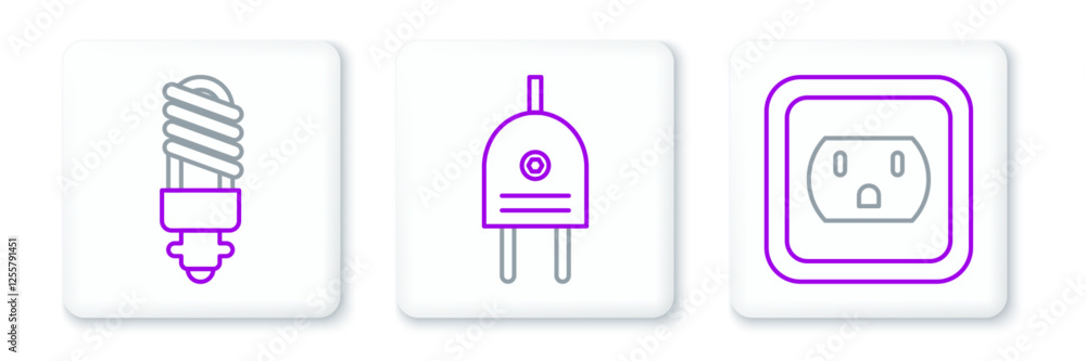 Set line Electrical outlet in the USA, LED light bulb and plug icon. Vector Set line Electrical outlet in the USA, LED light bulb and plug icon. Vector